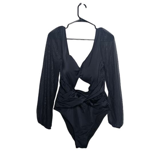 Swimsuits for all black long sleeve one piece swim suit Plus size 16 - Picture 1 of 6
